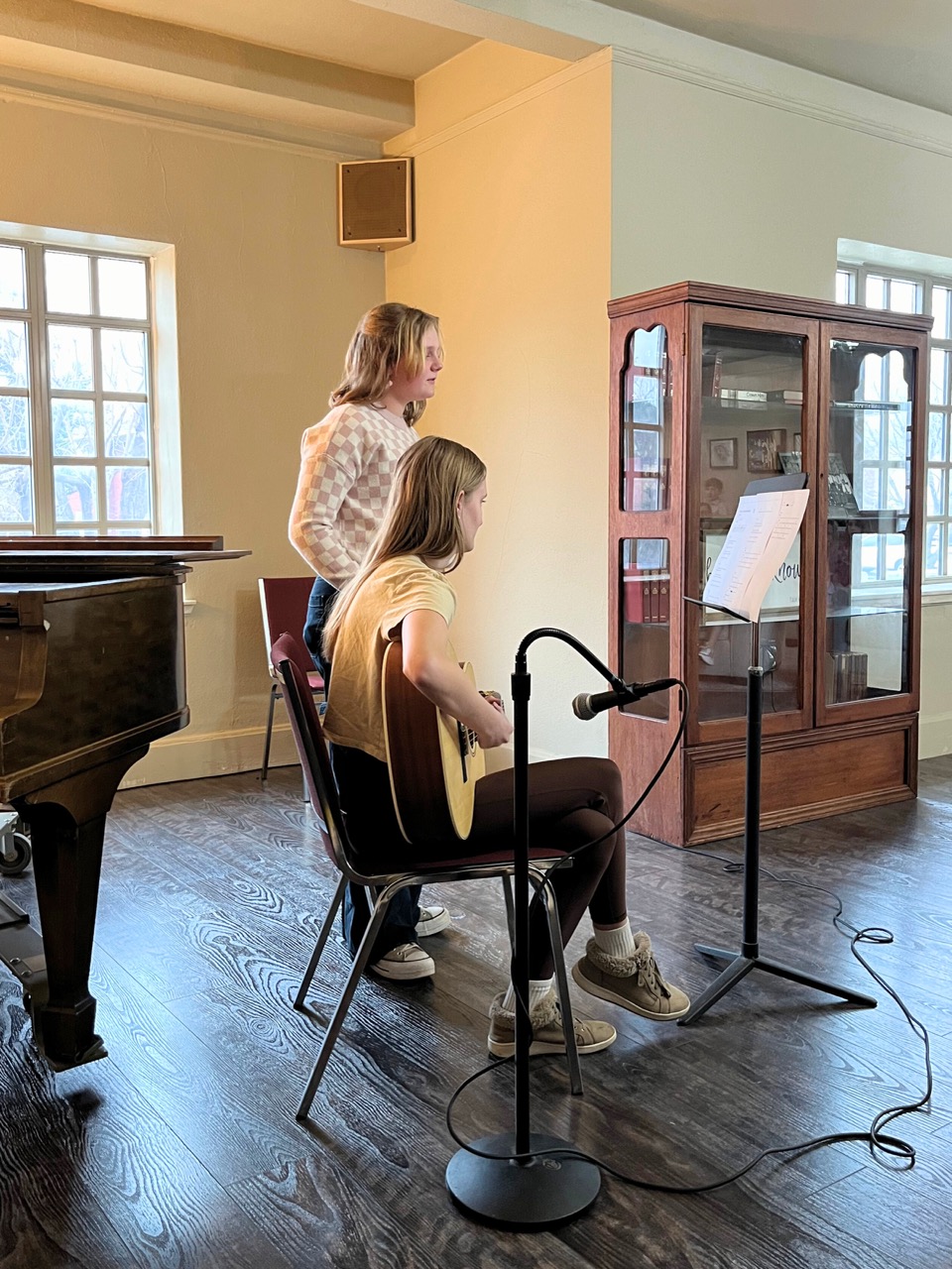 Voice student singing